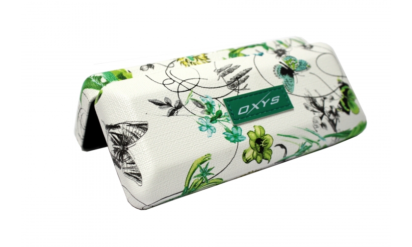 Etui OXYS kwiaty biało/zielone 