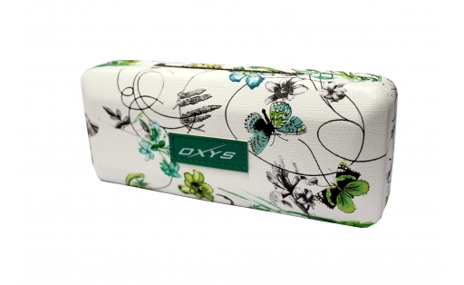 Etui OXYS kwiaty biało/zielone